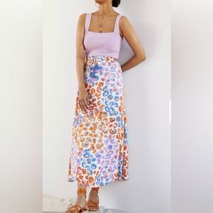 Farm Rio Anthropologie Vibrance Animal Print Viscose Maxi Skirt Women's Size XS